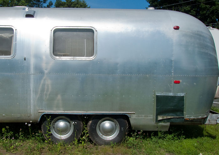 View of left side, aft end - 1969 Airstream Tradewind, July 14, 2009