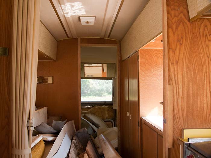 View looking aft through the bedroom - 1969 Airstream Tradewind, July 14, 2009