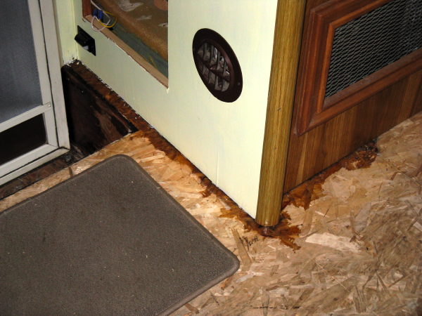 Water on the floor by the door, Dec 11, 2008, Twiltley Branch Campground, Collinsville MS Water on the floor by the door, Dec 11, 2008, Twiltley Branch Campground, Collinsville MS