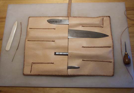 Traveler's leather kitchen knife roll - open for business, December 16, 2009