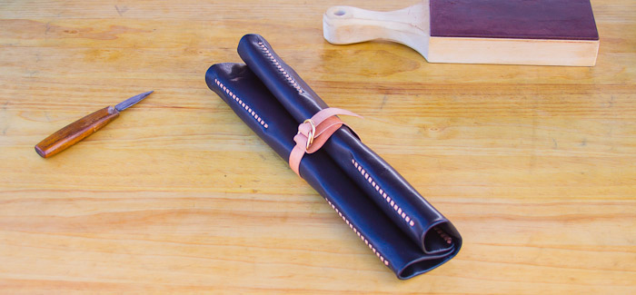 Traveler's leather kitchen knife roll in black, December 23, 2010