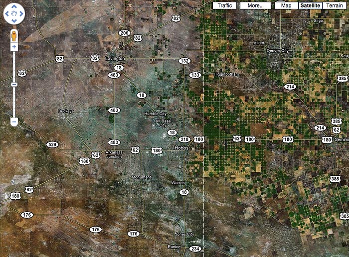 Google map of the TX border at Hobbs NM, screen shot November 30, 2009 Google map of the TX border at Hobbs NM, screen shot November 30, 2009