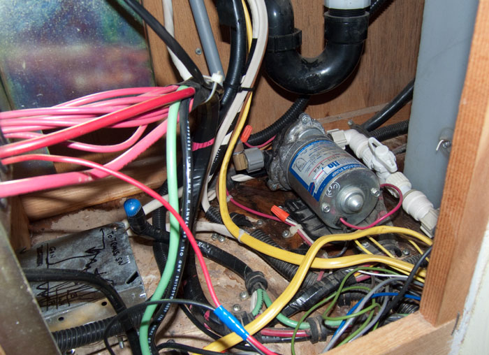 Wiring and water pump under the sink, Brantley Lake State Park, Carlsbad NM, December 3, 2009