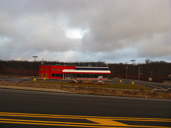 Vacant diner under stormy skies, across from Wal-Mart, Hazleton PA, Nov 16, 2008