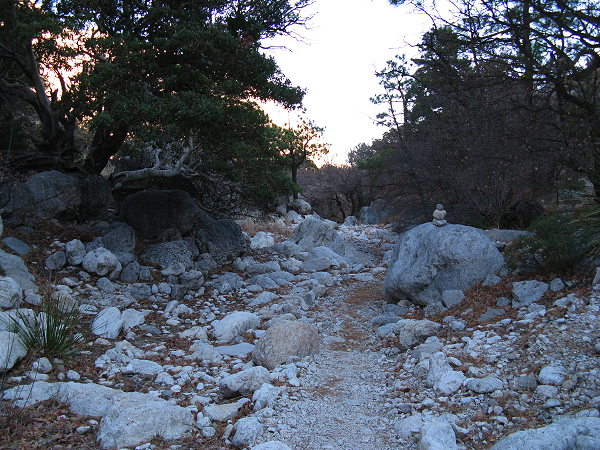 Leaving the Wash, Devil's Hall trail, Guadalupe Mountains National Park, January 1, 2009