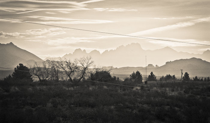 Organ Mountains from Leasburg Dam State Park, Radium Springs NM, January 22, 2009