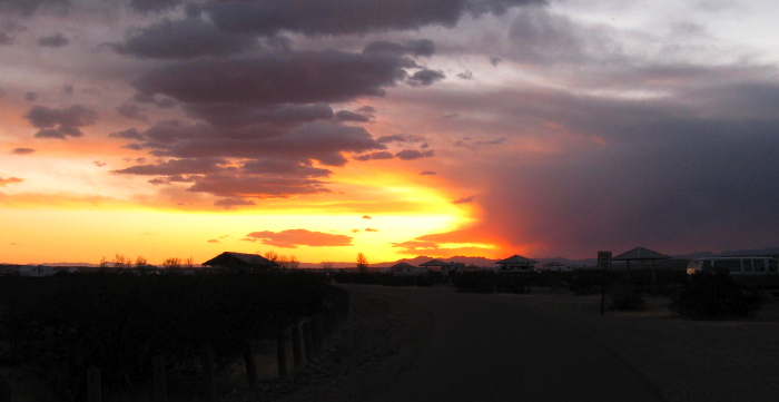 Sunset at Site 31, South Monticello Point, Elephant Butte Lake State Park, Elephant Butte NM, April 1, 2009