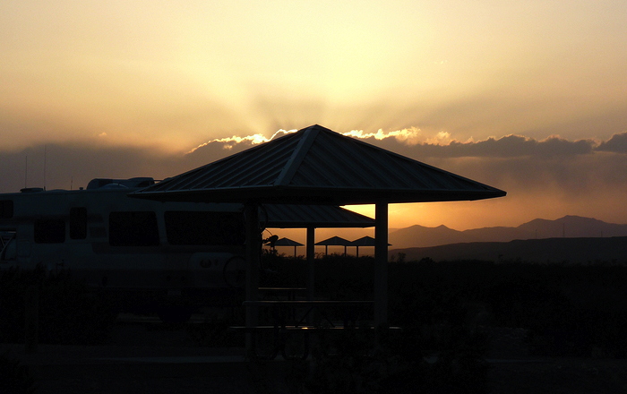 Sunset, South Monticello Area, Elephant Butte Lake State Park, Elephant Butte NM, April 15, 2009